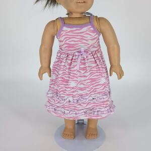 Unbranded Pink White & Lilac Doll Ruffled Sun Dress w Straps for 18" Dolls - GUC